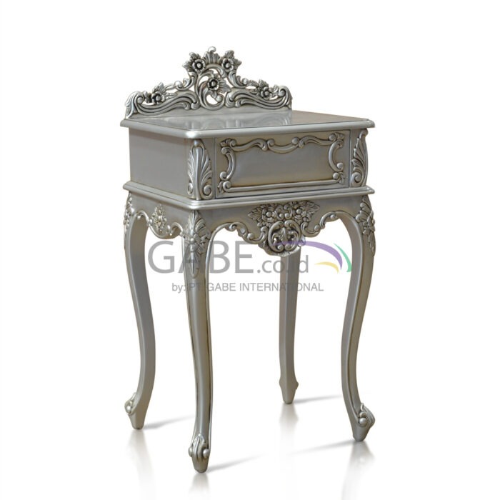 Classic Silver Color Carved Corner Table